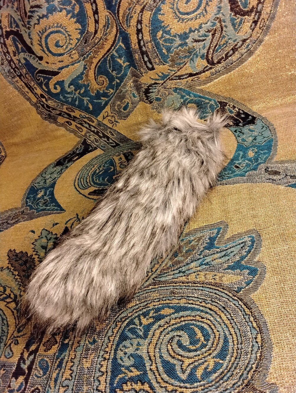 Gray Faux Fox Clip On Tail Accessory/Costume